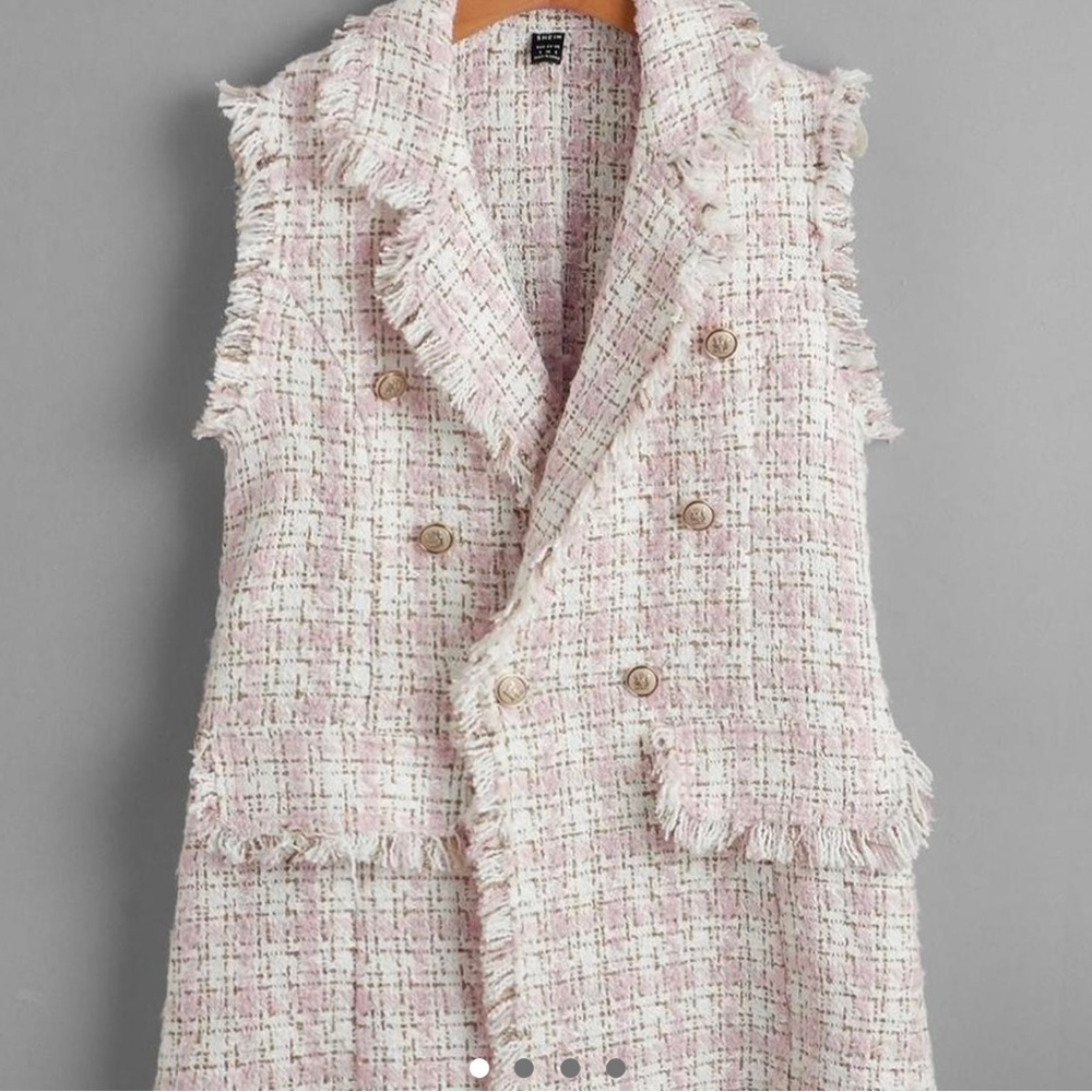 Notch collar Frayed Edge Tweeted Vest